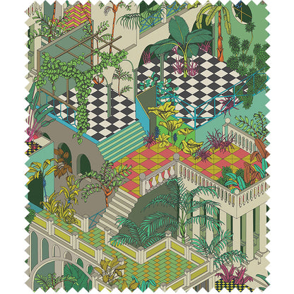 TESSUTO "Miami Cotton Olive Green Multi" - The Contemporary - Cole & Son