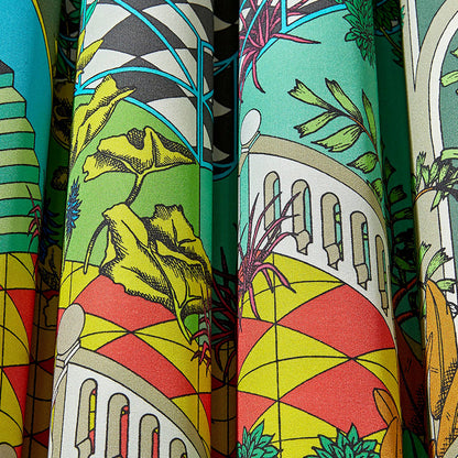 TESSUTO "Miami Cotton Olive Green Multi" - The Contemporary - Cole & Son