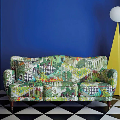 TESSUTO "Miami Cotton Olive Green Multi" - The Contemporary - Cole & Son