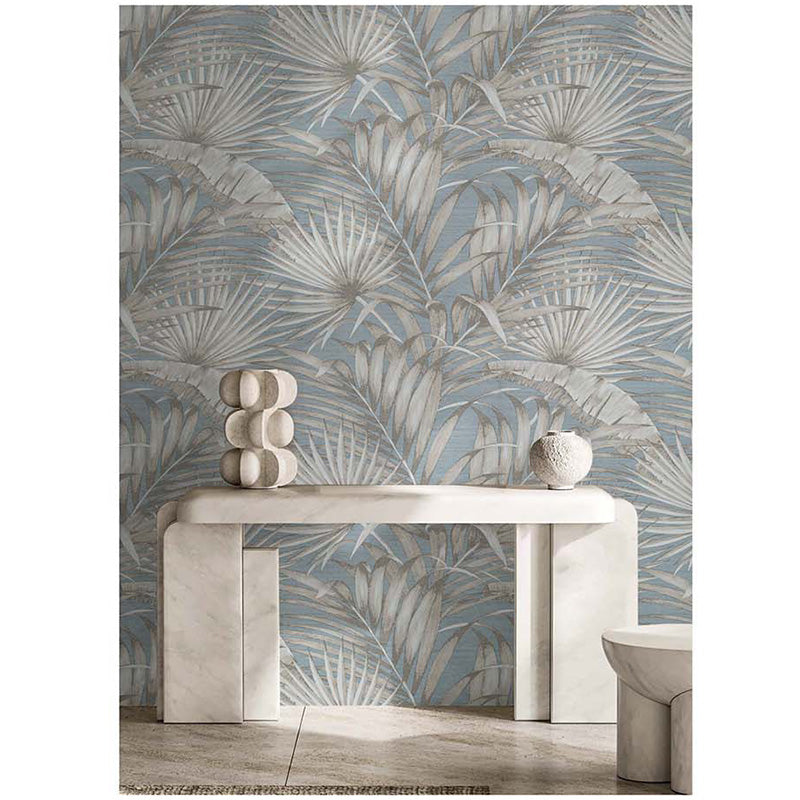 Carta da parati Grande "Fogliato Elegante Blu", Larghezza 1metro - a metraggio o rotolo