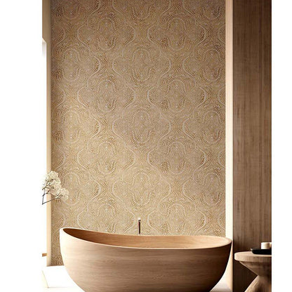 Carta da parati Grande "Damasco Arabesque Beige", Larghezza 1metro - a metraggio o rotolo