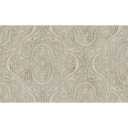 Carta da parati Grande "Damasco Arabesque Verde", Larghezza 1metro - a metraggio o rotolo