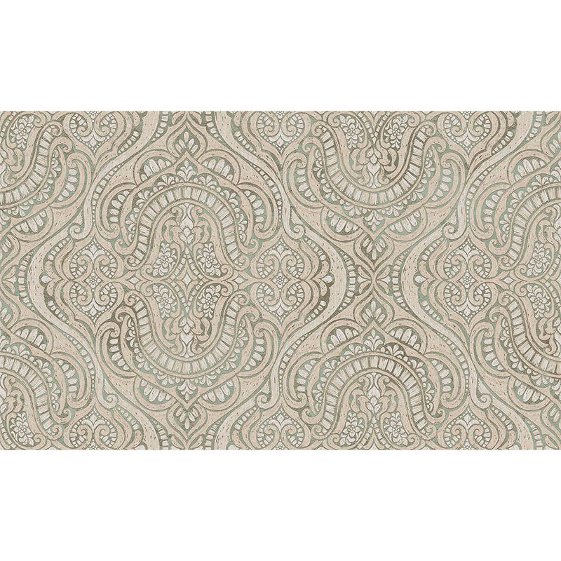 Carta da parati Grande "Damasco Arabesque Verde", Larghezza 1metro - a metraggio o rotolo