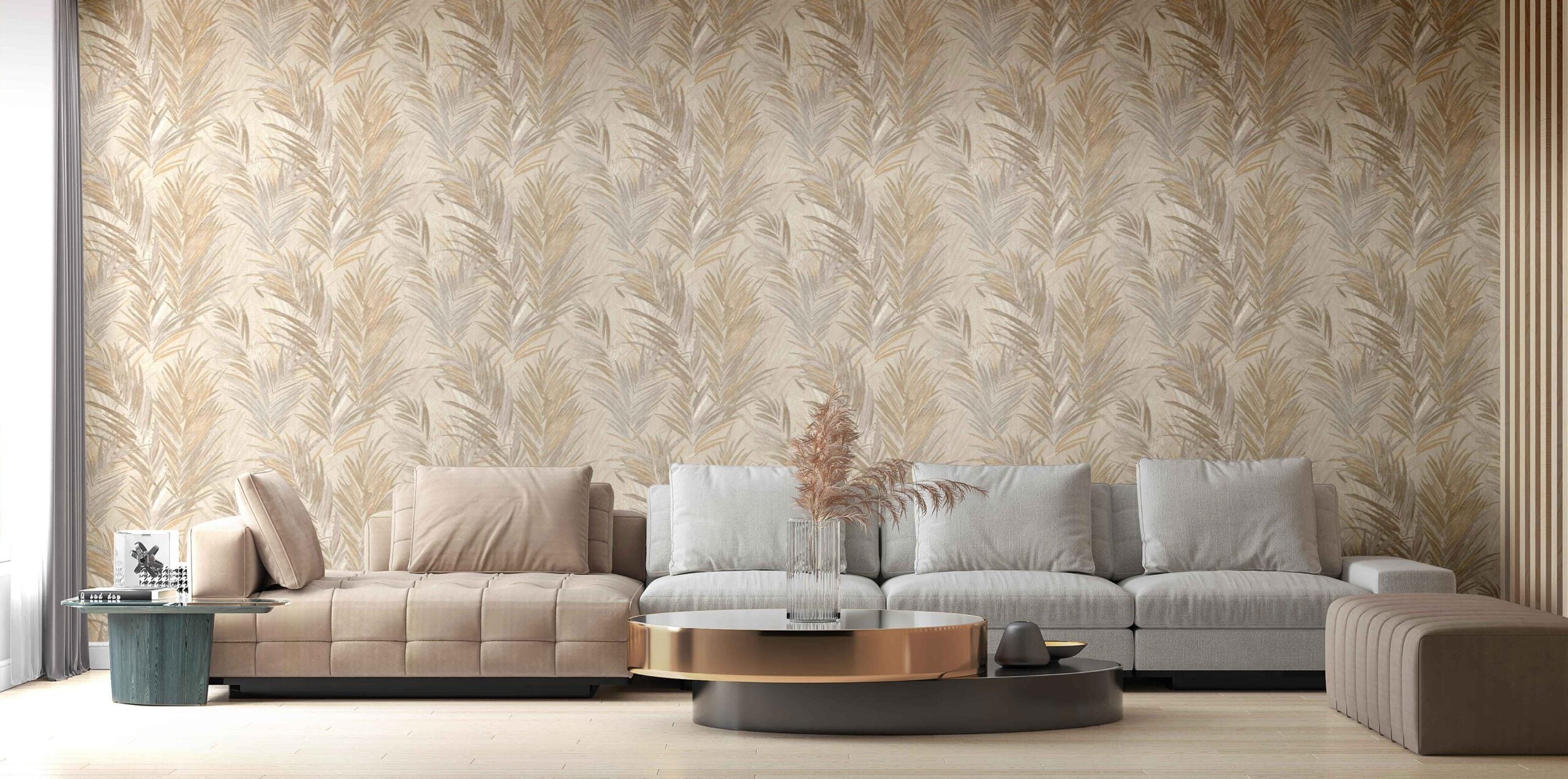 Carta da parati Grande "Foglie sabbia" Larghezza 1Metro - a metraggio o rotolo