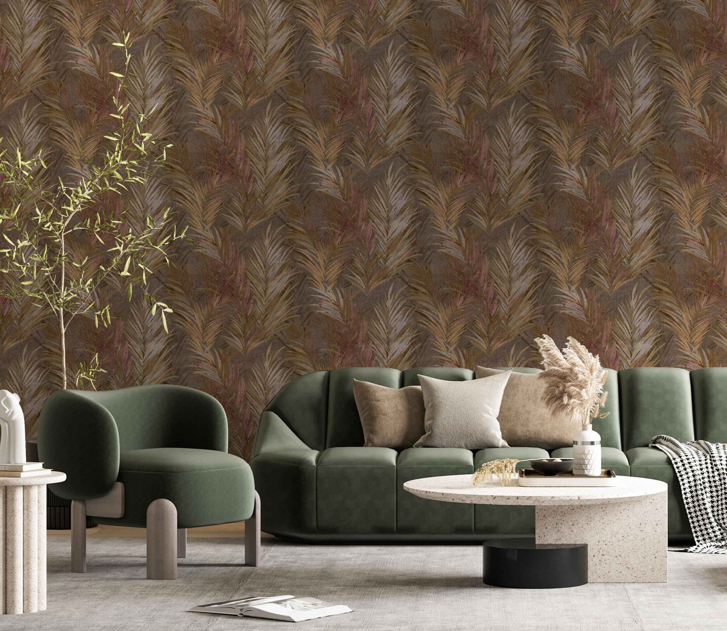 Carta da parati Grande "Foglie marroni" Larghezza 1Metro - a metraggio o rotolo