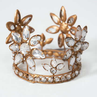 Decorazione corona “coroncina Flower”, oro e pietre