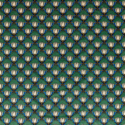 TESSUTO "TULIP & BIRD GOBLIN GREEN & RAVEN" - Morris & Co. - Sanderson