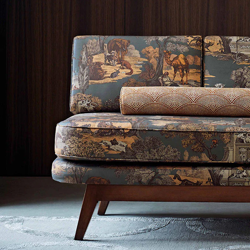 TESSUTO "Versailles Grand Cotton Ginger on Charcoal" - The Contemporary - Cole & Son