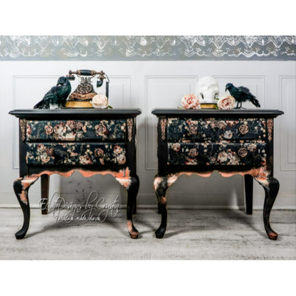 Carta da Découpage "DARK FLORAL" in Tessuto 48x76cm