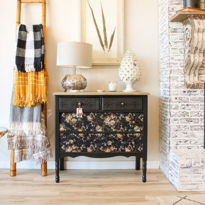 Carta da Découpage "DARK FLORAL" in Tessuto 48x76cm