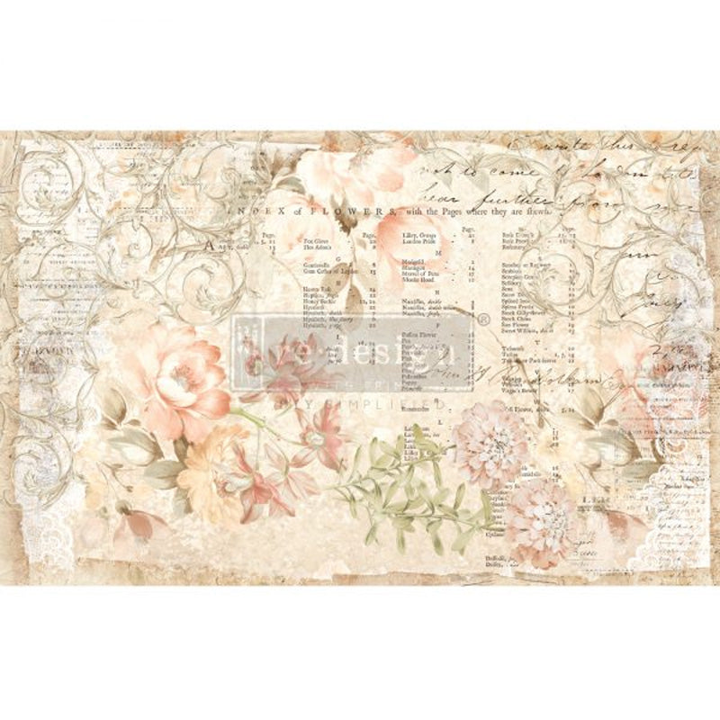Carta da Découpage "FLORAL PARCHMENT" in Tessuto 48x76cm