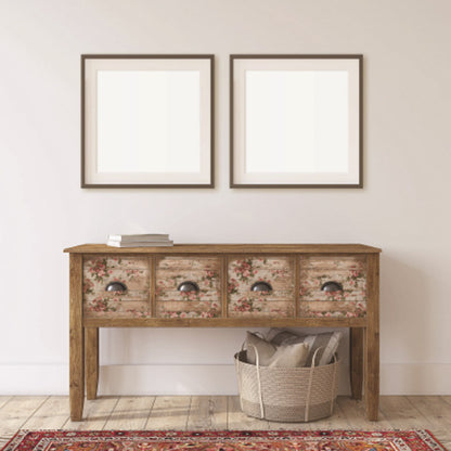 Carta da Découpage Re-design "SHABBY FLORAL" in Tessuto 48x76cm