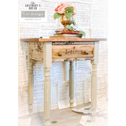 Carta da Découpage Re-design "SHABBY FLORAL" in Tessuto 48x76cm