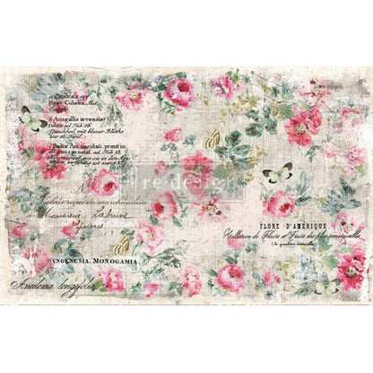 Carta da Découpage "FLORAL WALLPAPER" in Tessuto 48x76cm