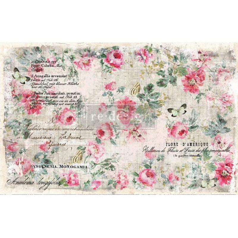 Carta da Découpage "FLORAL WALLPAPER" in Tessuto 48x76cm