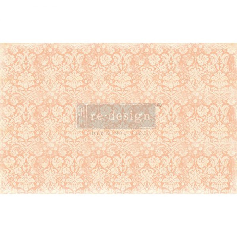Carta da Découpage "PEACH DAMASK" in Tessuto 48x76cm