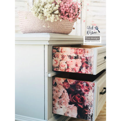 Carta da Découpage "ANGELIC ROSE GARDEN" in Tessuto 48x76cm