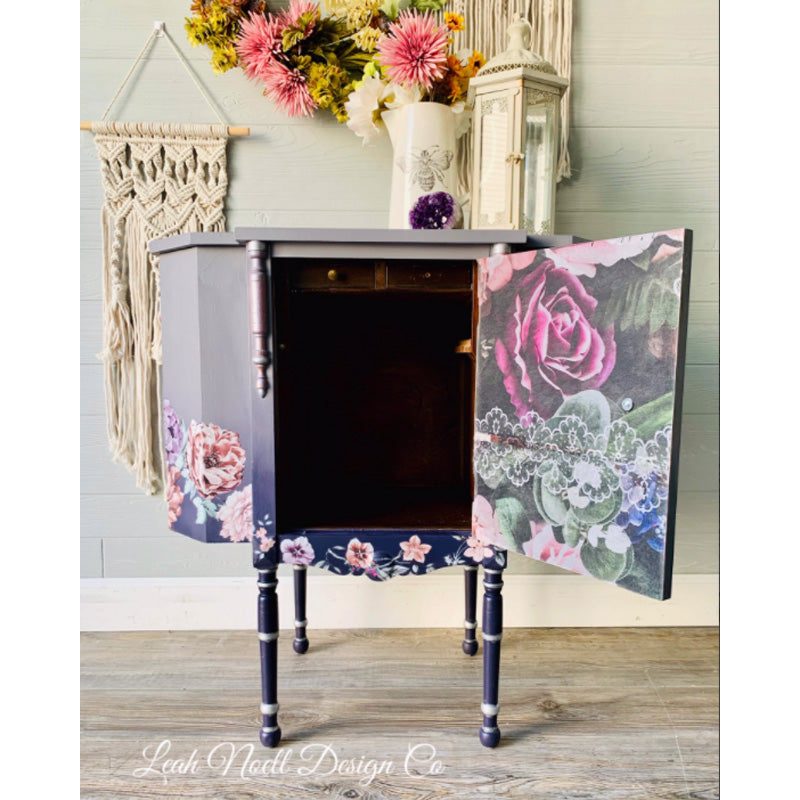 Carta da Découpage "DARK LACE FLORAL" in Tessuto 48x76cm