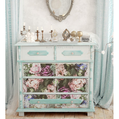 Carta da Découpage "DARK LACE FLORAL" in Tessuto 48x76cm