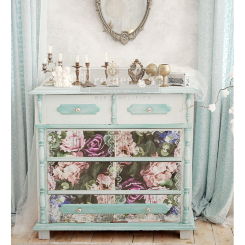 Carta da Découpage "DARK LACE FLORAL" in Tessuto 48x76cm