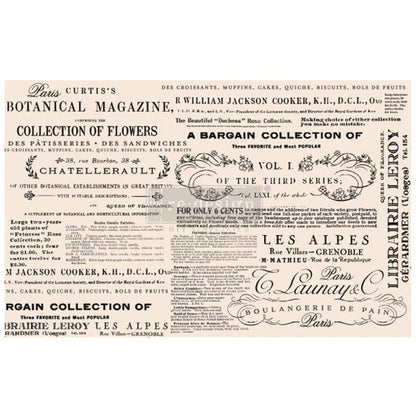 Carta da Découpage "FLORAL TEXT" in Tessuto 48x76cm