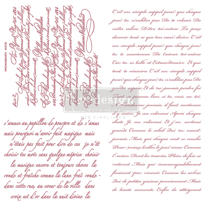 Redesign Decor Stamp "VINTAGE SCRIPT" 30,5 x 30,5 cm