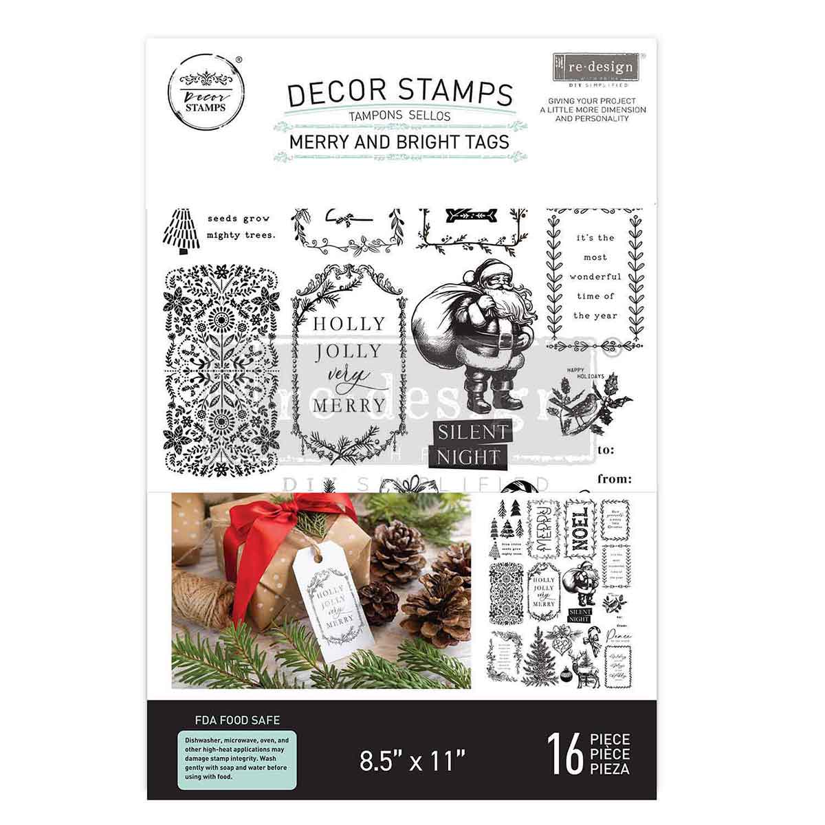 Redesign Decor Stamp "Merry and Bright Tags" 21,5 x 28 cm