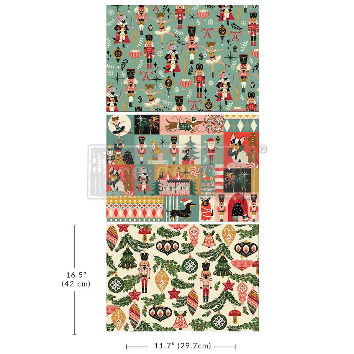 Carta da Découpage Fiber Pack "Nutcracker Happiness" - 3 fogli A3