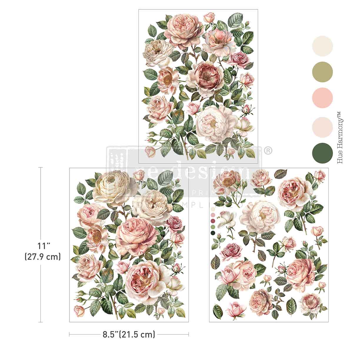 Redesign Decor Transfers – "Blush Blossoms" 21,5x28 cm 3 fogli