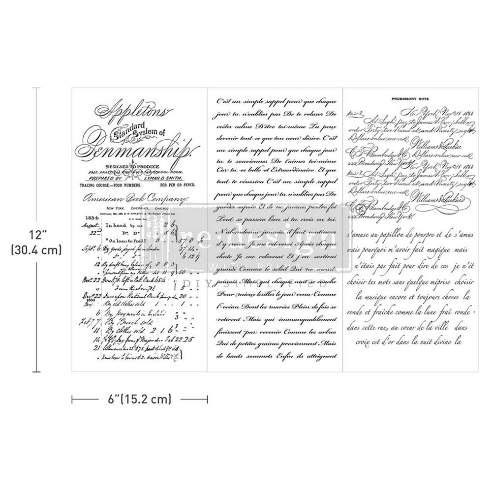 Redesign Decor Transfers "Vintage Script Mastery" 15 x 30,5 cm