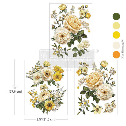 Redesign Decor Transfers – "Yellow Bliss" 21,5x28 cm 3 fogli