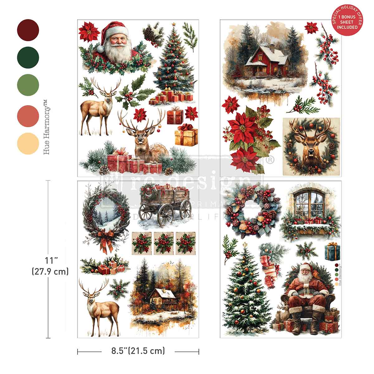 Redesign Middy Transfers® – "Yuletide Nostalgia" 21,5x28 cm 3 fogli + 1 omaggio