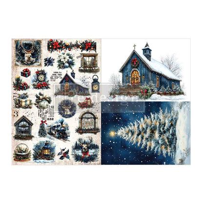 Decoupierpapier Faserpaket „Weihnachtliche Fracht“ – 3 Bögen A3