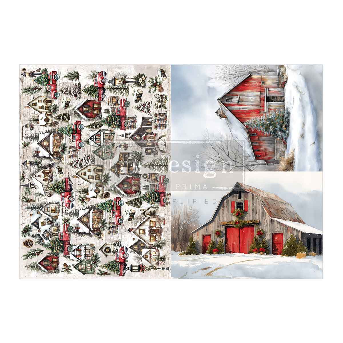 Decoupierpapier Faserpaket „Weihnachtliche Fracht“ – 3 Bögen A3
