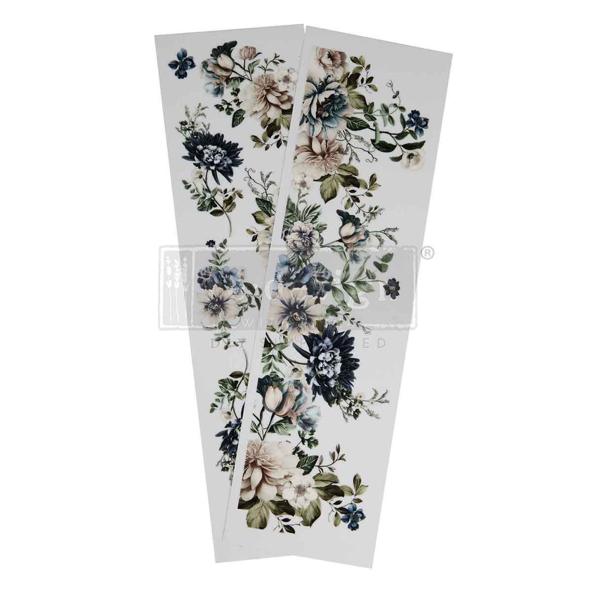 Transferencias de Lujo Rediseñadas – "Susurros de Índigo" 8,2x29,2 cm 2 hojas