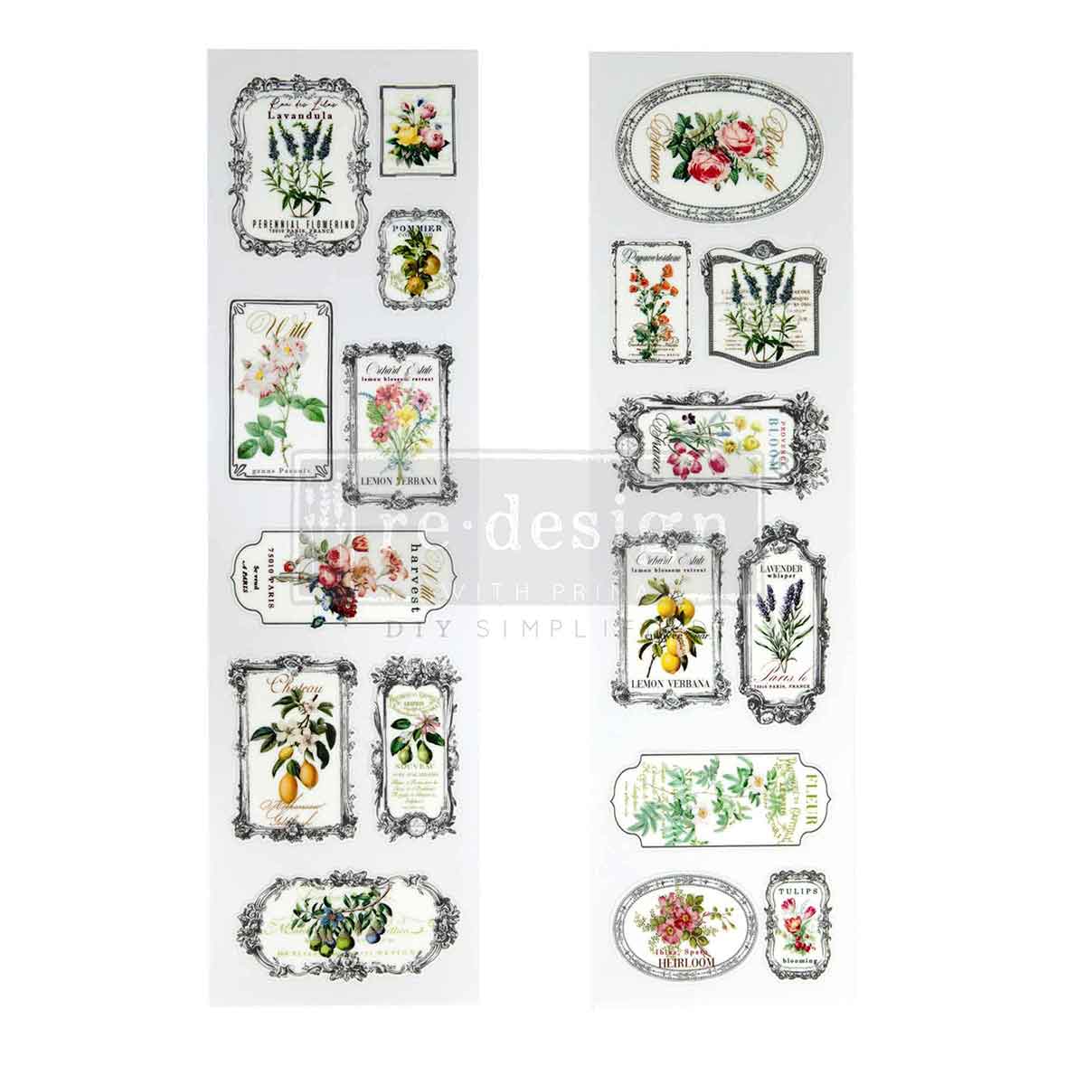 Transferencias de lujo rediseñadas – "Flor de marco" 8,2x29,2 cm 2 hojas