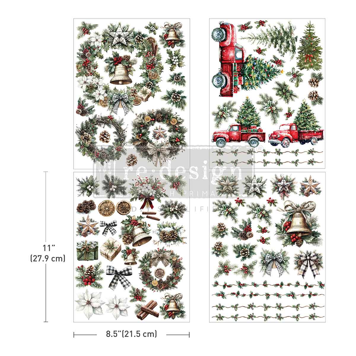 Transferts de décoration repensés – « Fantaisie de jardin » 21,5x28 cm 3 feuilles
