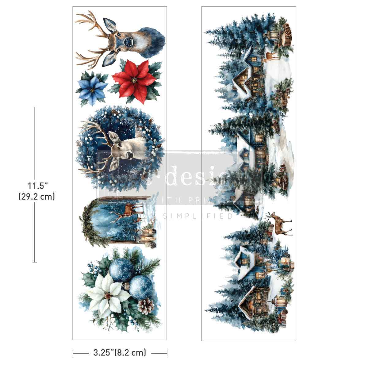 Neugestaltung Luxusübertragungen – „Flüstern von Indigo“ 8,2x29,2 cm 2 Blätter