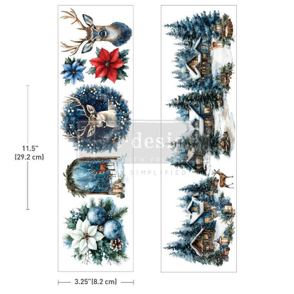 Neugestaltung Luxusübertragungen – „Flüstern von Indigo“ 8,2x29,2 cm 2 Blätter