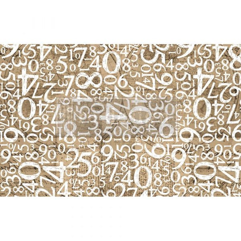 Carta da Découpage "ENGRAVED NUMBERS" in Tessuto 48x76cm