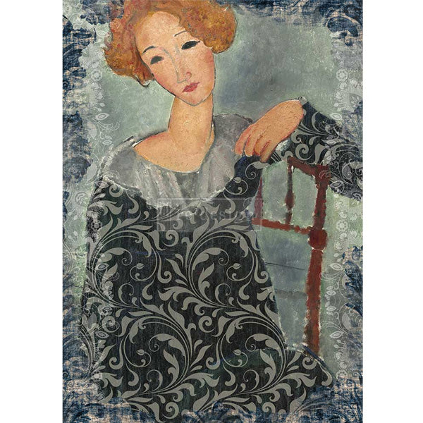 Carta da Découpage "Whimsical Lady" in Carta di Riso 59x84 cm