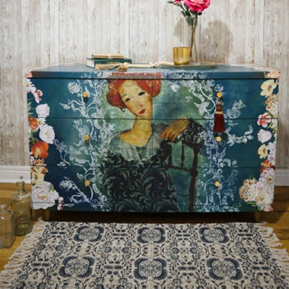 Carta da Découpage "Whimsical Lady" in Carta di Riso 59x84 cm