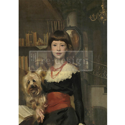 Carta da Découpage "A Girl and her Pup " in Carta di Riso 59x84 cm