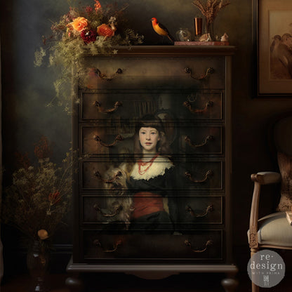 Carta da Découpage "A Girl and her Pup " in Carta di Riso 59x84 cm