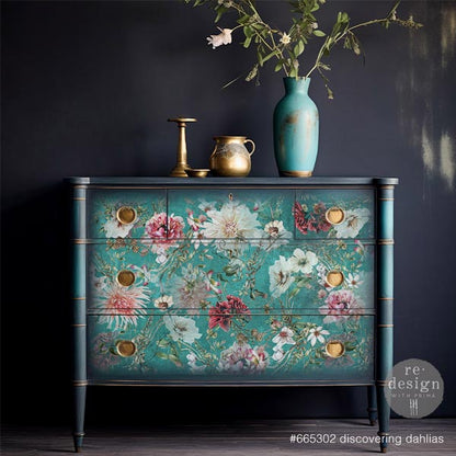 Carta da Découpage "DISCOVERING DAHLIAS" in Tessuto 49.53 x 76.2 cm