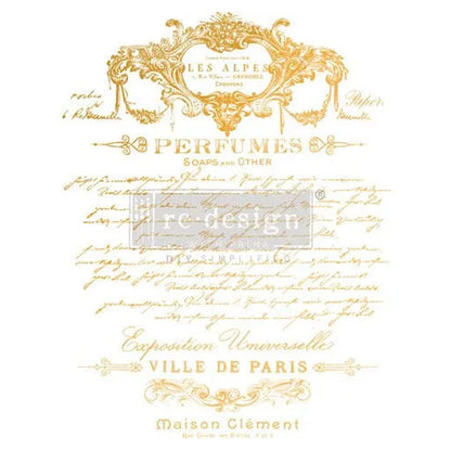 Redesign Decor Transfers Gold Foil Kacha “PERFUME NOTES” 45x61 cm