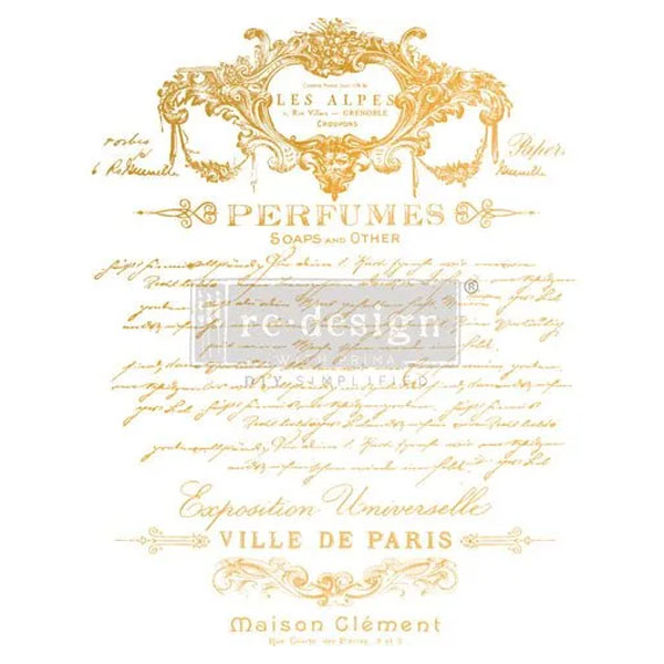 Redesign Decor Transfers Gold Foil Kacha “PERFUME NOTES” 45x61 cm