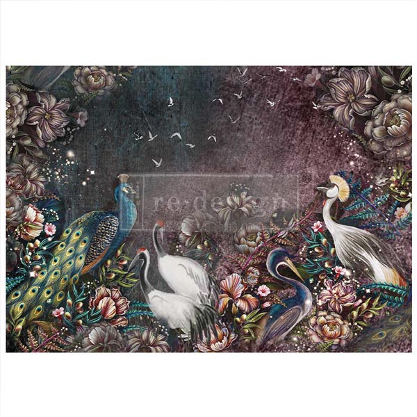 Carta da Découpage "BIRDS AND BLOOM" in Tessuto Formato A1