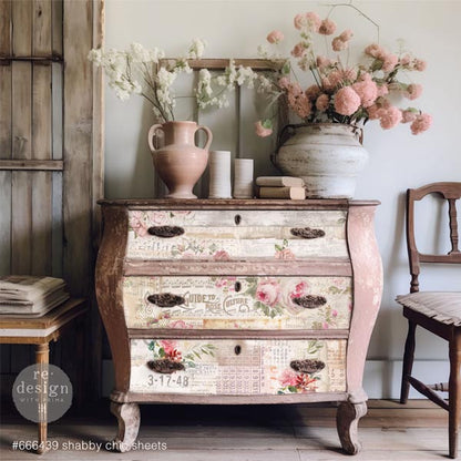 Carta da Découpage Paper Pack "SHABBY CHIC SHEETS" in Tessuto 49.53 x 76.2 cm