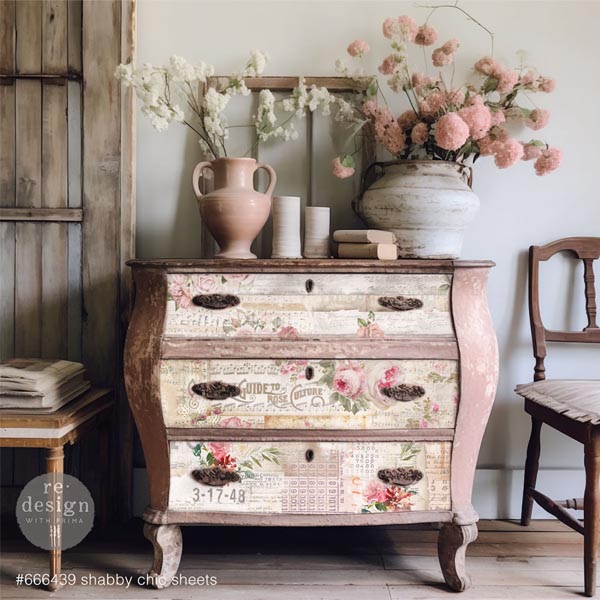 Carta da Découpage Paper Pack "SHABBY CHIC SHEETS" in Tessuto 49.53 x 76.2 cm